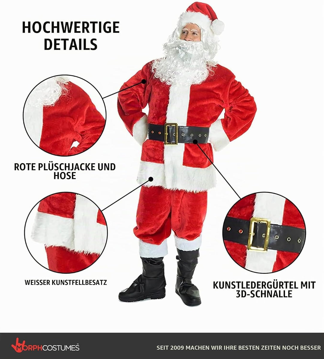 Morph Weihnachtsmann Kostüm Herren, Weihnachtsmann-Kostüm, Nikolauskostüm Mann, Santa Claus, L