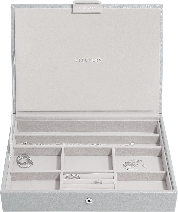 Stackers Pebble Grey Classic Medium Jewellery Box Lid, Pebble Grey