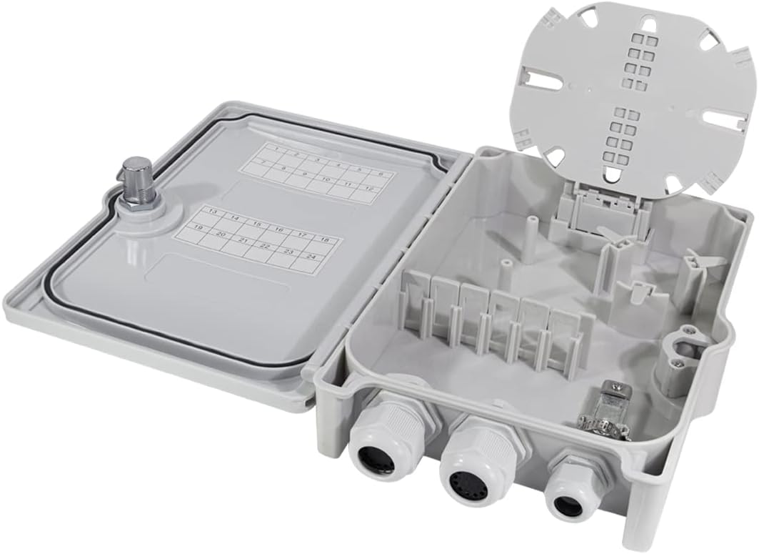 LogiLink FB124E - FTTH/FTTB-Anschlussleergehäuse, für max. 24 Fasern, 6X LC/QD o. SC/DX, Grau unbest