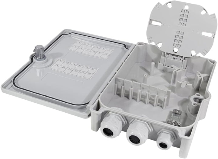 LogiLink FB124E - FTTH/FTTB-Anschlussleergehäuse, für max. 24 Fasern, 6X LC/QD o. SC/DX, Grau unbest
