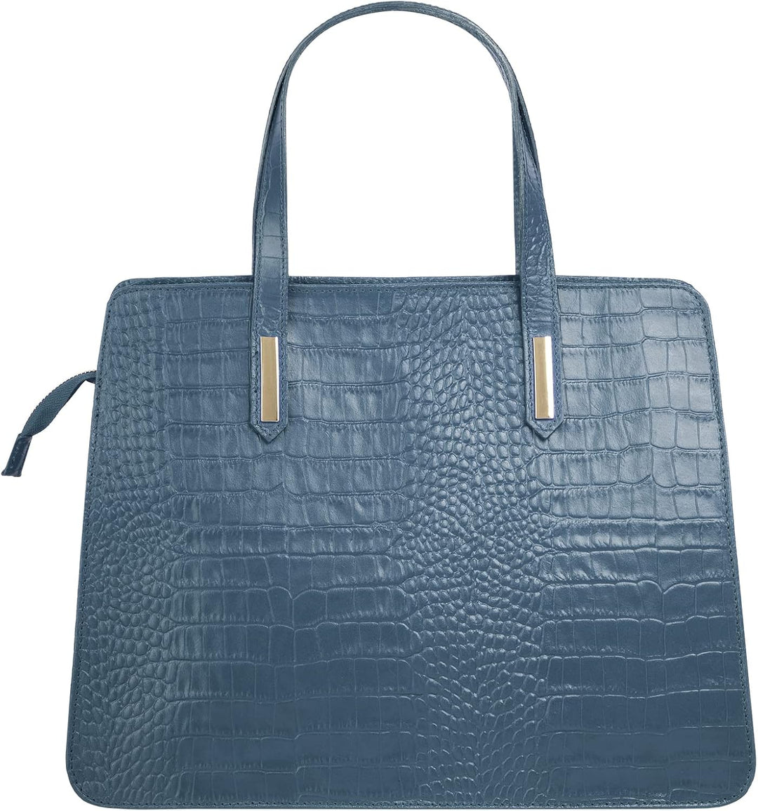 Cluty Handtasche Echt Leder Damen | Made in Italy, Smartphonefach, Kroko-Design, elegante Umhängetas