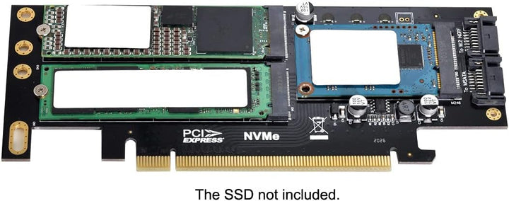 Cablecc PCI Express PCI-E 3.0 & Dual SATA auf NGFF NVME MSATA M-Key B/M-Key SSD Card Adapter 3-in-1