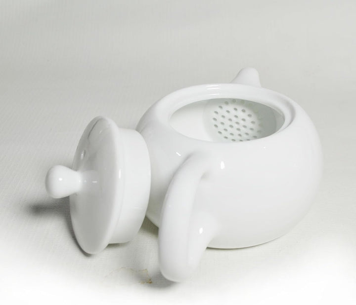 Porzellan-Teekanne, 170 ml, kleine Teekanne, weiss, chinesisches Gongfu-Tee-Set (verheissungsvolle W