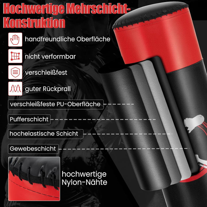 GYMAX Boxsack Set stehend, Standboxsack mit 12 Saugfussbasis & Stossdämpfer, Boxsack Erwachsene, MMA