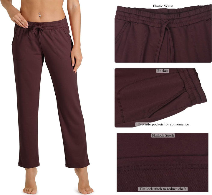 icyzone Damen Jogginghose Sweathose Lang Sporthose Freizeithose geradem Bein Hose mit Tunnelzug M We