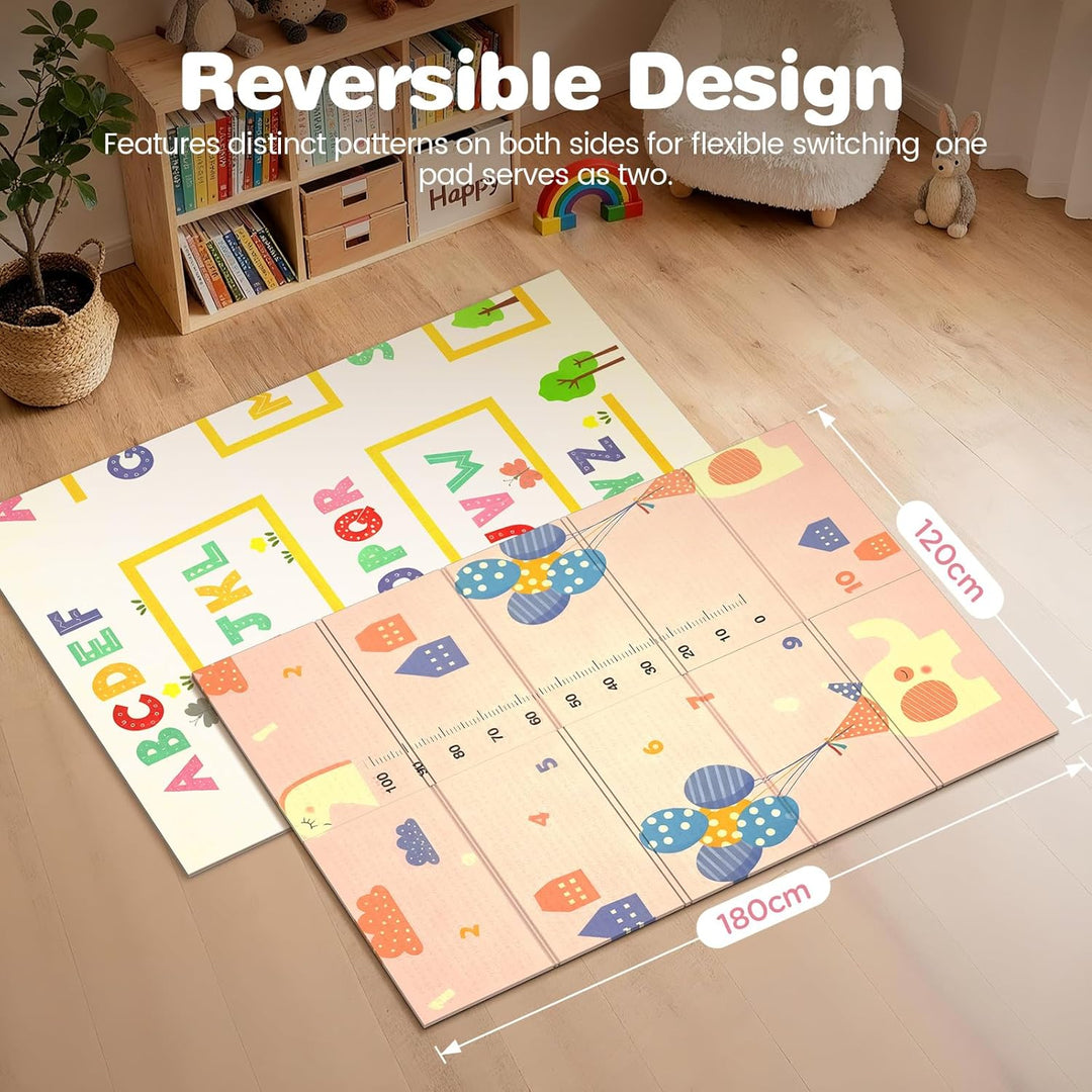 Krabbelmatte 180x120cm – Baby Spielmatte doppelseitig, Krabbeldecke aus XPE 1cm, faltbar, wasserdich