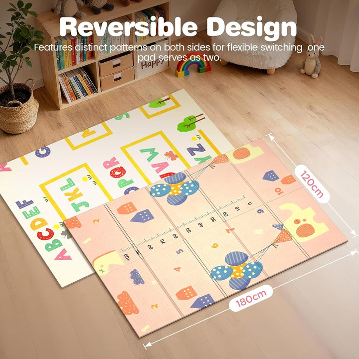 Krabbelmatte 180x120cm – Baby Spielmatte doppelseitig, Krabbeldecke aus XPE 1cm, faltbar, wasserdich