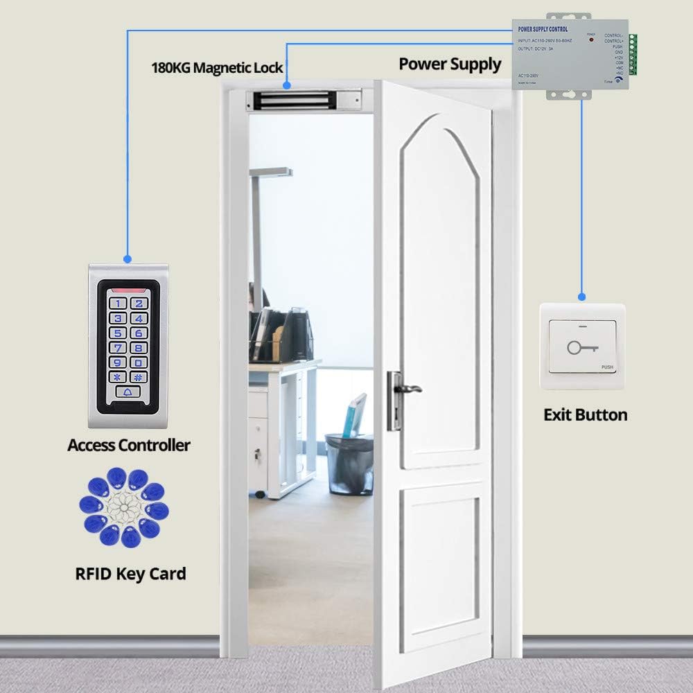 KDL RFID-Zutrittskontrollsystem-Kit wasserdichte Bedientastatur mit 180 kg Elektromagnetverschluss,