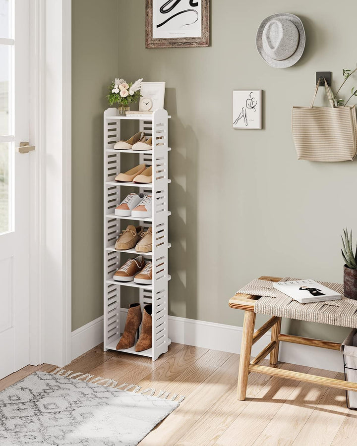 Dripex Schuhregal Schmal Weiss, Verstellbarer, Multifunktional, Standregal Schuhständer für Flur Ein