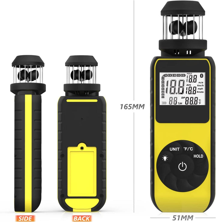 Taschenwindmesser RQ-881M Handwindmesser Update Windmesser mit 360°-Drehung Beliebige Windrichtung z