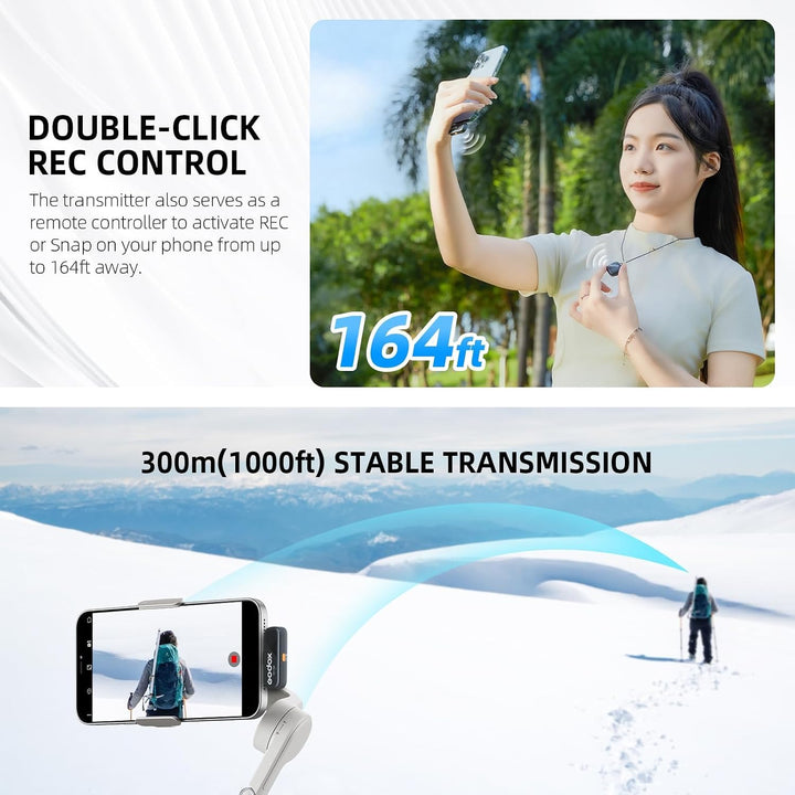 GODOX Cube-SC Kit2 2.4G Wireless Microphone Kompatibel mit Typ-C Android Phones iPhone 15, Rauschunt