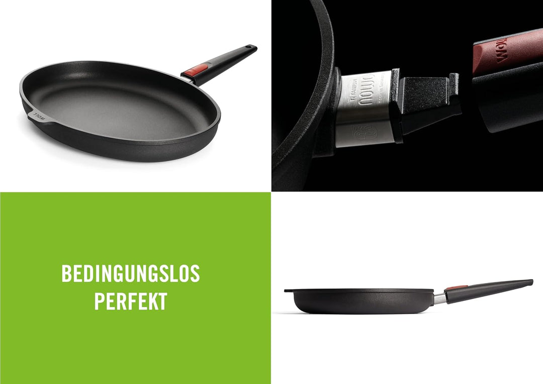 Woll 1538IL Nowo Induktion Line-Fischpfanne, 38 x 28 cm, 5.5 cm hoch, mit abnehmbarem Stiel