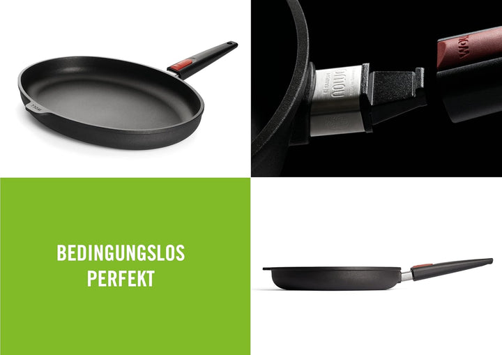 Woll 1538IL Nowo Induktion Line-Fischpfanne, 38 x 28 cm, 5.5 cm hoch, mit abnehmbarem Stiel