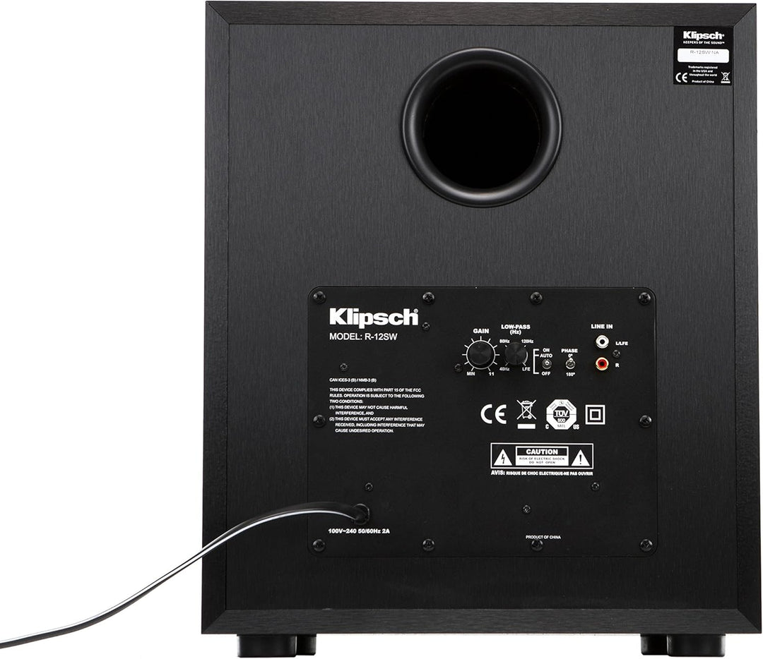 Klipsch R-12 SW Subwoofer, Farbe: schwarz R-12 SW Single, R-12 SW Single
