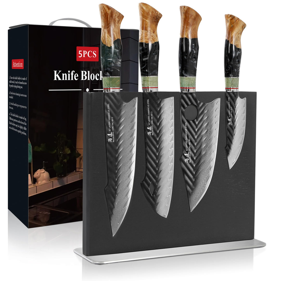 SHANGDAODamascus Kitchen Knife Sets 5 PCS, Japanese Kitchen Knife Set Damascus Steel Core, Ultra-Sha
