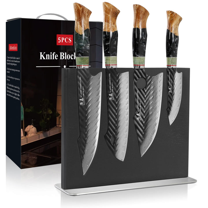 SHANGDAODamascus Kitchen Knife Sets 5 PCS, Japanese Kitchen Knife Set Damascus Steel Core, Ultra-Sha