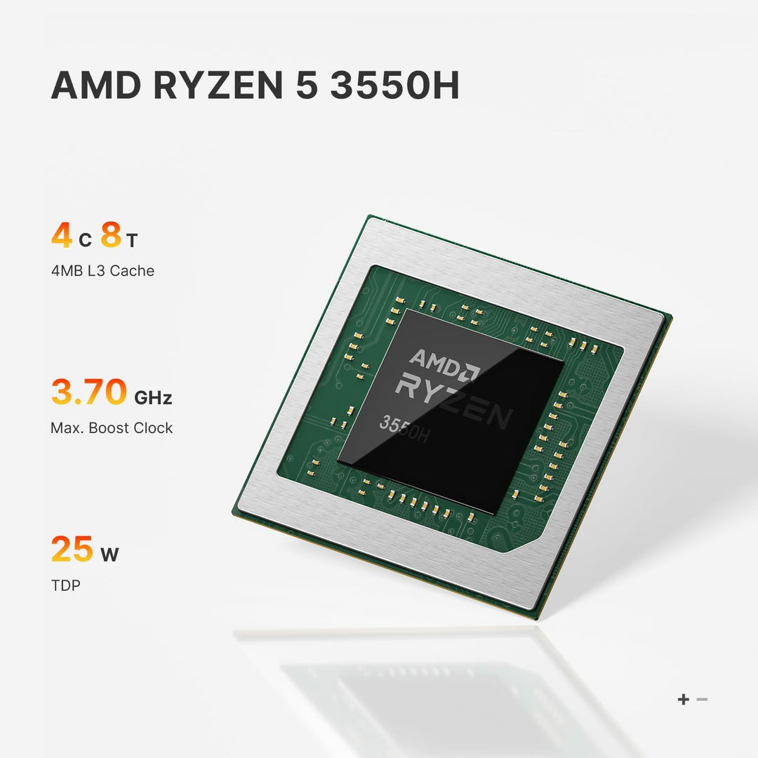 BOSGAME E4 Windows 11 Pro Business Mini-PC AMD Ryzen 5 3550H, 4 Kerne, 8 Threads, bis zu 3,7 GHz, 16