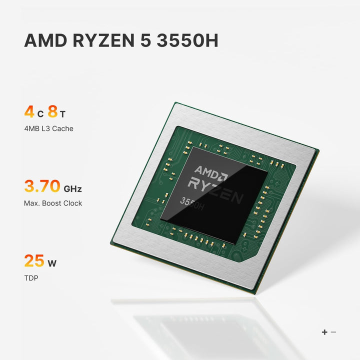 BOSGAME E4 Windows 11 Pro Business Mini-PC AMD Ryzen 5 3550H, 4 Kerne, 8 Threads, bis zu 3,7 GHz, 16
