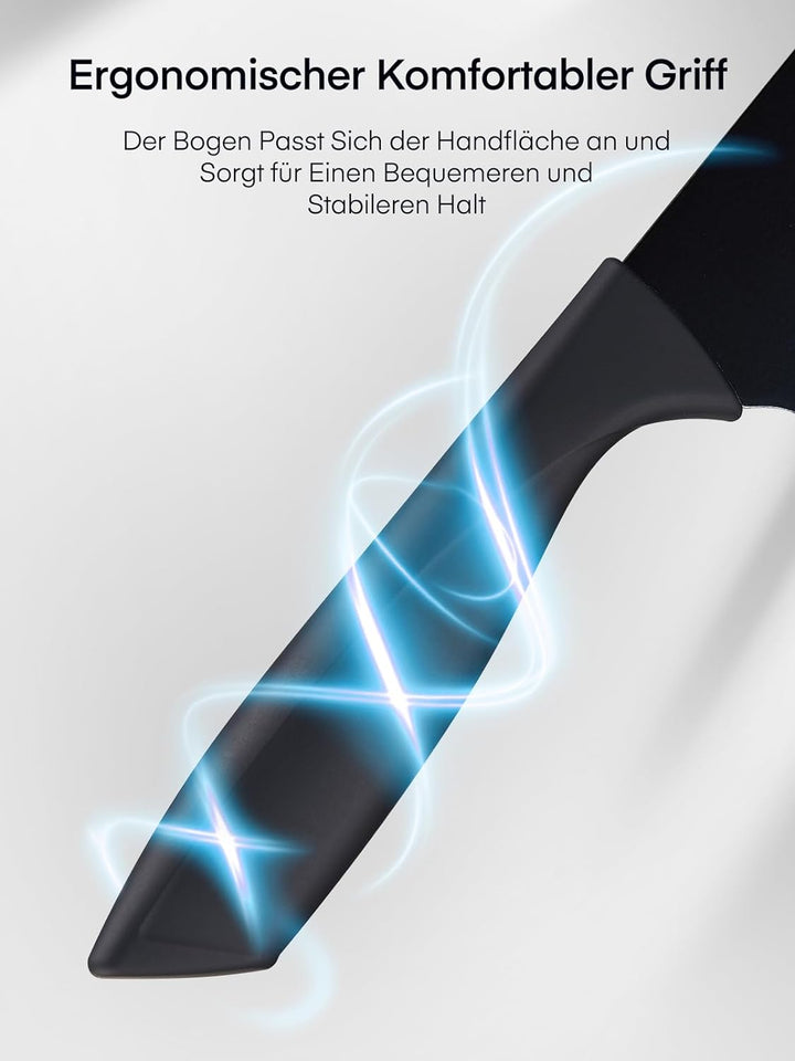D.Perlla Messerblock, 16-TLG Messer set, Schwarz Antihaft-Beschichtung Messer mit Acryl Messerhalter