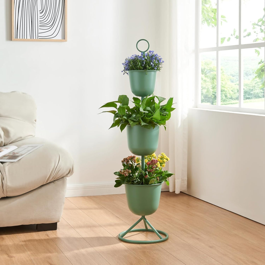 [en.casa] Blumenständer Alphen Blumentopfständer mit 3 Pflanztöpfen Blumentopfregal Pflanzenständer