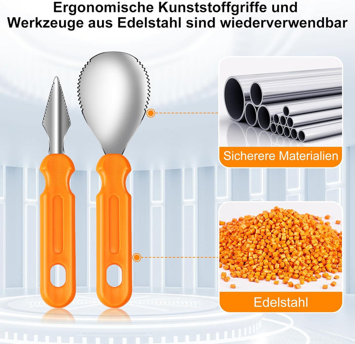 Halloween Kürbis Schnitzset, Kürbis Schnitzwerkzeug Kürbisschnitz Set,Edelstahl Kürbisschnitzset,DIY