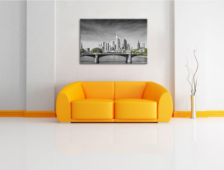 schöne Skyline von Frankfurt am Main schwarz/weiss Format: 100x70 auf Leinwand, XXL riesige Bilder f