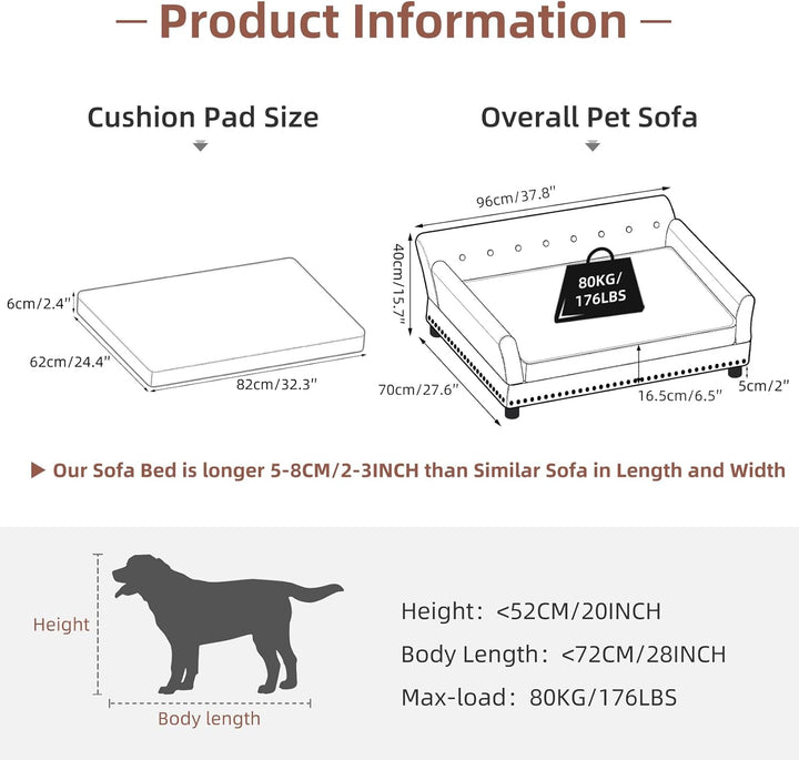 BingoPaw Luxus Hundesofa Grosse Hunde: Mordern Haustiersofa Mikrofaser Leder atmungsaktive wasserdic