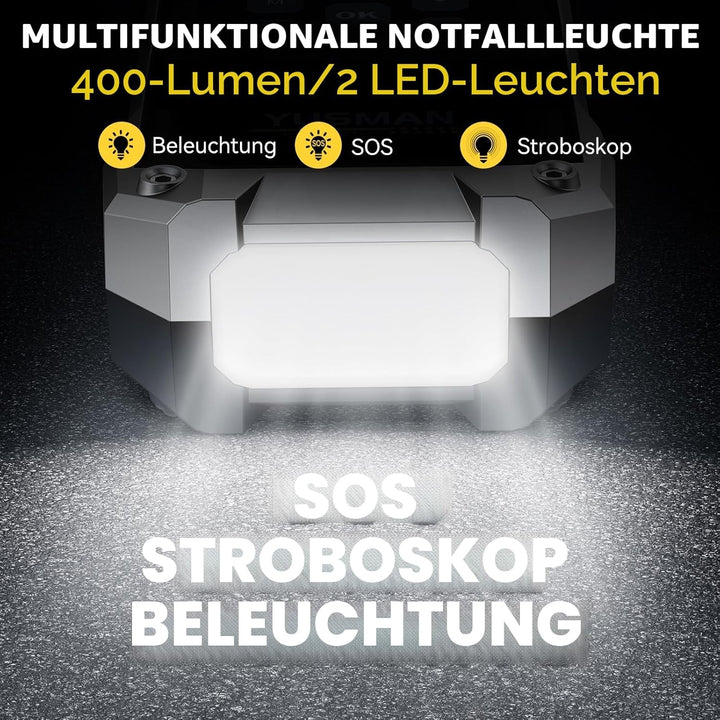 YUSMAN Starthilfe Powerbank mit Kompressor | 8000A Auto Starthilfe für alle Benzinmotoren & 7L Diese