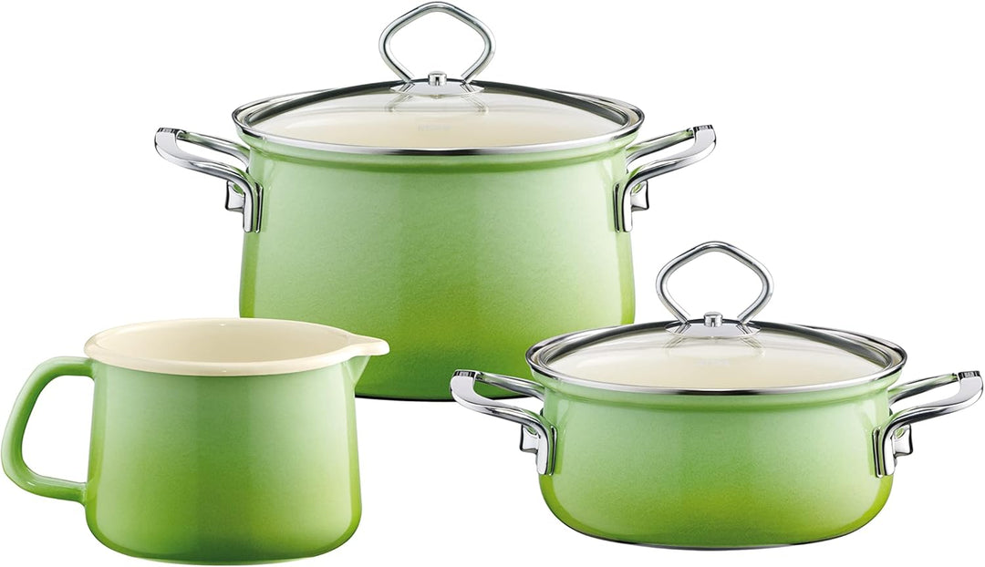 Riess, 0672-036, Schnabeltopf Ø 12cm, SMARAGD, Emaille, Vol. (rec.): 1,0 Liter, Made in Österreich,