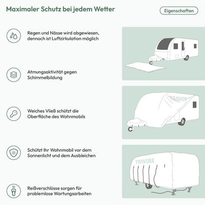 TRAVORA - Plane für Wohnwagen - Hochwertige Wohnwagen Garage - Wohnwagen Schutzdach schützt vor Stau