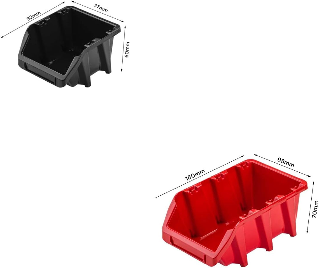 Lagersystem Werkstattregal | 78 x 78 cm | 24 stck. Box | Wandregal mit Werkzeughalterungen und Stape