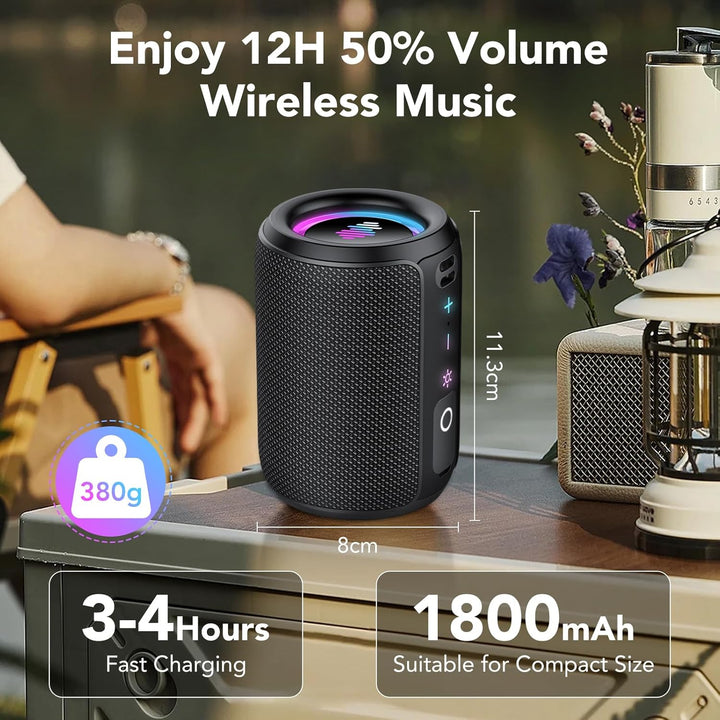 Bluetooth Lautsprecher, Kleine Musikbox Bluetooth 5.4, 15W Kraftvoller Bass, mit 12 Stunden Akkulauf