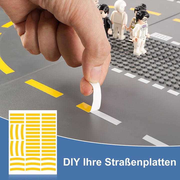 Mlikero 6 Strassenplatten Kompatibel mit Klassische Bausteine, 25.5 * 25.5cm Strasse Platten, Strass
