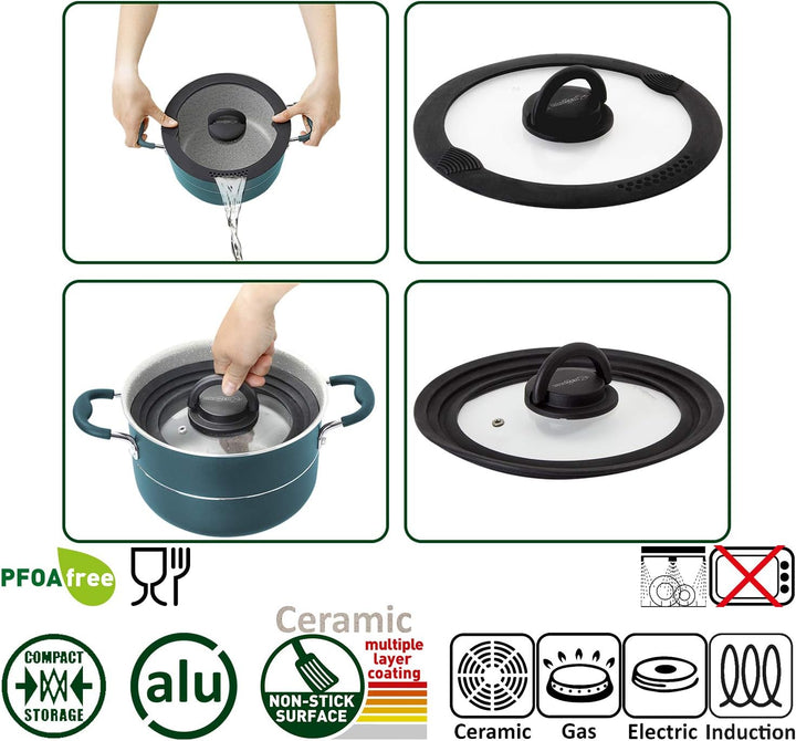 Brunner Carezza NG Camping-Kochgeschirr-Set aus Keramik mit Leichter Beschichtung, stapelbar, Ø 22 c