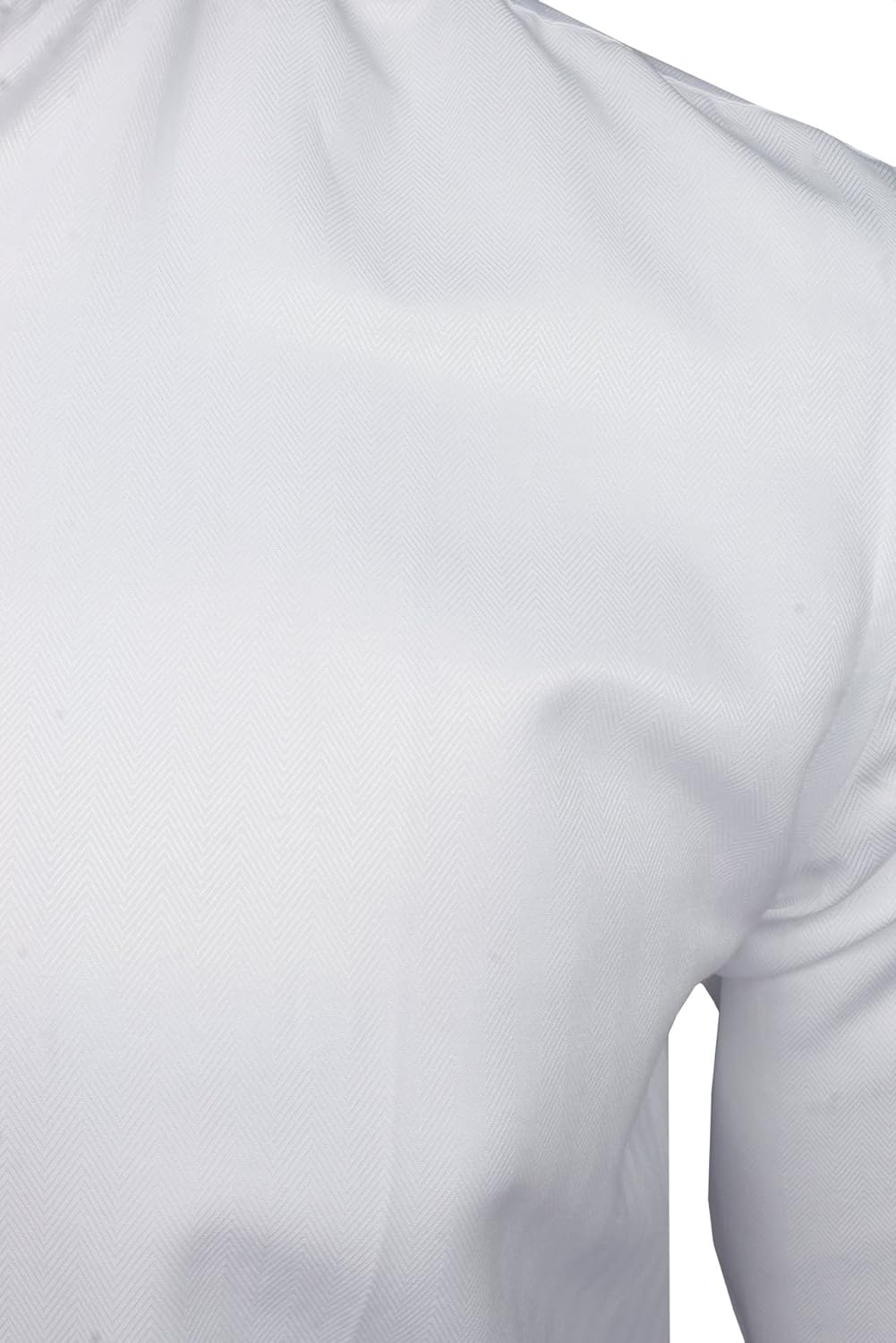 Xact Herren Langarmhemd mit Herringbone-Muster und Grandad-Mandarinkragen M Weiss, M Weiss