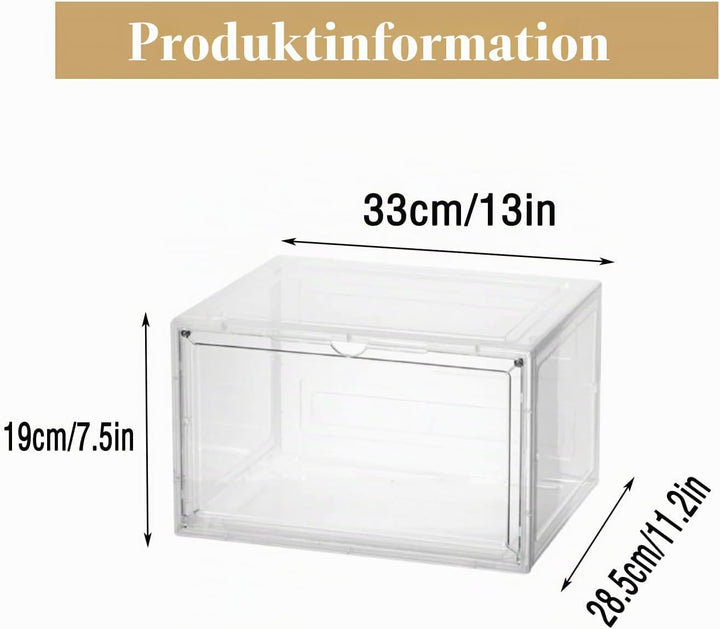 Schuhbox, Transparent Stapelbare Schuhbox, Faltbare Transparente Aufbewahrung für Schuhe, Kunststoff