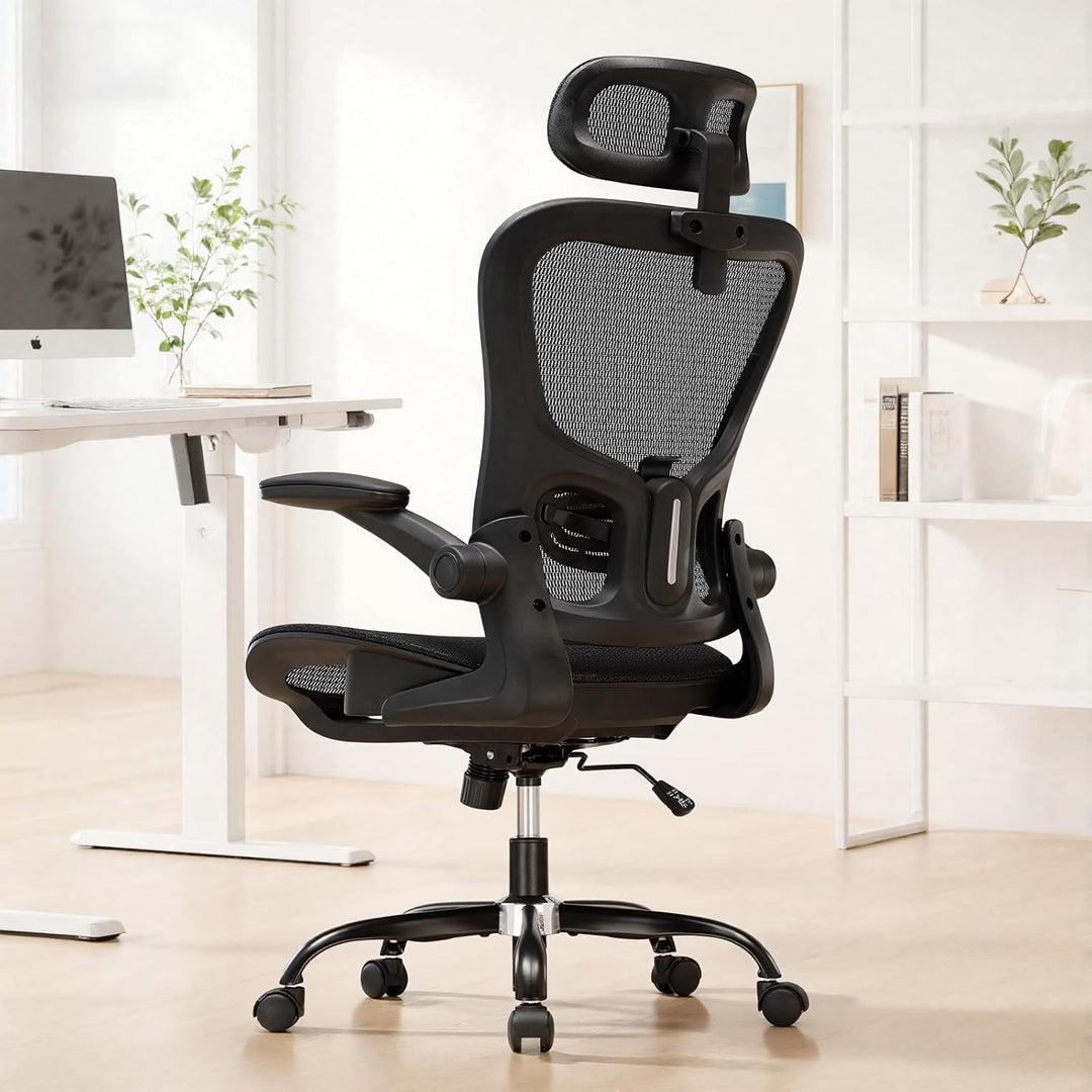 GTPLAYER Bürostuhl Ergonomisch, Schreibtischstuhl mit Verstellbarer Kopfstütze, Armlehnen, Lendenwir