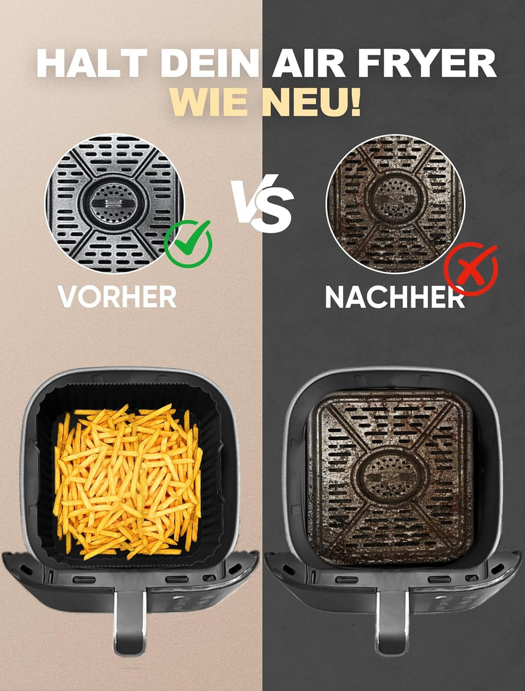 3 Stück Silikonform Heissluftfritteuse Für Ninja Air Frye PRO 4.7L/Max 6.2L/Cosori 5.5L/6L/Philips 6