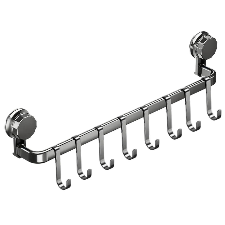 Hakenleiste Küche ohne Bohren mit 8 Haken,Küchenutensilienhalter Saugnapf Montage,45 cm lang,Halter
