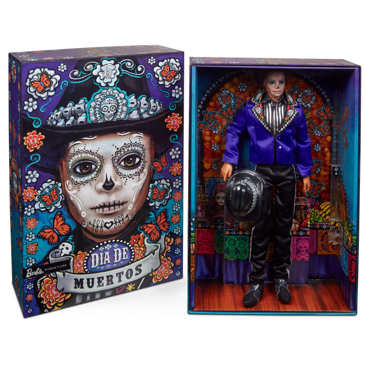 BARBIE Día De Muertos Ken - Sammlerpuppe mit sanftem Satin-Anzug, Schädelmuster, Calavera-Gesichtsbe