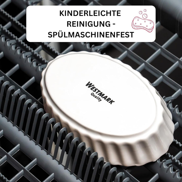 Westmark 8 Servierschälchen für Crème Brulée – Ovale Porzellanschälchen zum Servieren von Desserts,