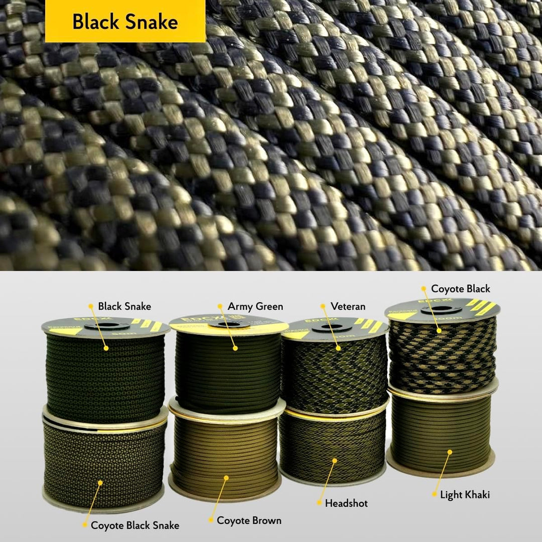 Paracord 4 mm, 20+ Militärfarben (15 m, 30 m, 50 m, 100 m, 300 m) | Ideal zum Basteln, Camping, Outd