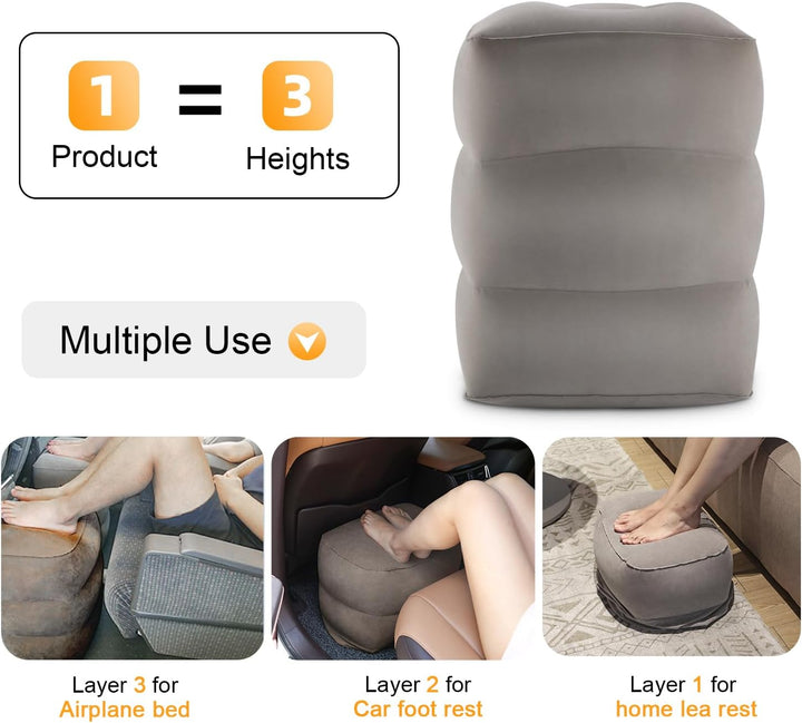Maliton Fussstütze Flugzeug, Aufblasbare Fussstütze Kissen für Reisen Auto & Zuhause & Büro, Höhenve