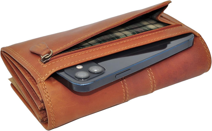 Benthill Portemonnaie Damen Leder - Hochwertige weiche Vintage Echtleder Damen Geldbörse mit RFID Sc