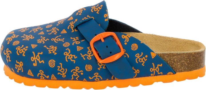 Lico Unisex Kinder Bioline Clog Kids Pantoletten 27 EU Blau Orange, 27 EU Blau Orange