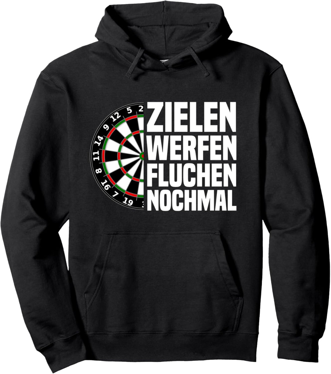 Zielen Werfen Fluchen Nochmal Lustiges Dart-Spieler Geschenk Pullover Hoodie