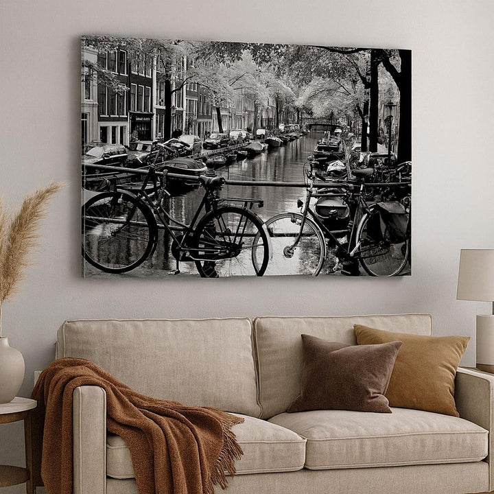 Bilder auf Leinwand 100x70cm Leinwandbild mit Rahmen Holland Kanal Gross Wanddeko Bild Schlafzimmer