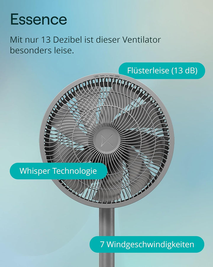 Duux Whisper Essence Standventilator sehr Leise - 120° Oszilation - 7 Geschwindigkeitsstufen - 8-std