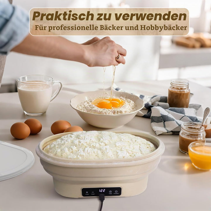 Brotkorb Set, Backzubehör für Brot, Faltbarer Sauerteig-Starterwärmer aus Silikon, präzise Thermosta