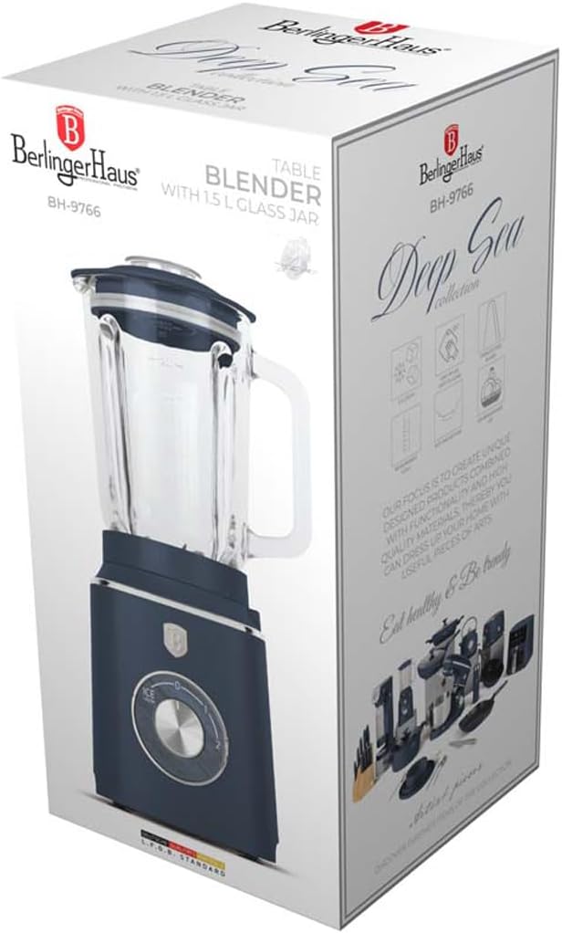 Berlinger Haus 1,5 l Glasbehälter Standmixer 1000 W - Hochleistungsmixer für Smoothies, Suppen und S